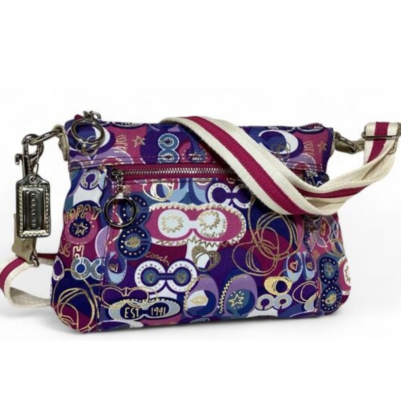 Coach Handbags - LIMITED Coach Poppy Pop Signature C Graffiti Sequin Pink Purple Crossbody Bag